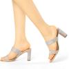 imageAllegra K Womens Rhinestone Chunky Heel Slide Heel SandalsRose Gold