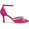 imageAllegra K Womens Rhinestones Bow Ankle Strap Stiletto Heel Sandals PumpsHot Pink