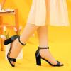 imageAllegra K Womens Satin Open Toe Ankle Strap Chunky Heels SandalsBlack