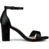 imageAllegra K Womens Satin Open Toe Ankle Strap Chunky Heels SandalsBlack