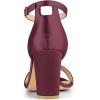 imageAllegra K Womens Satin Open Toe Ankle Strap Chunky Heels SandalsBurgundy