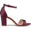 imageAllegra K Womens Satin Open Toe Ankle Strap Chunky Heels SandalsBurgundy