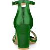 imageAllegra K Womens Satin Open Toe Ankle Strap Chunky Heels SandalsGreen