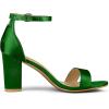 imageAllegra K Womens Satin Open Toe Ankle Strap Chunky Heels SandalsGreen