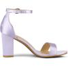 imageAllegra K Womens Satin Open Toe Ankle Strap Chunky Heels SandalsPurple