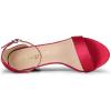 imageAllegra K Womens Satin Open Toe Ankle Strap Chunky Heels SandalsRed