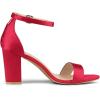 imageAllegra K Womens Satin Open Toe Ankle Strap Chunky Heels SandalsRed