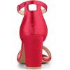 imageAllegra K Womens Satin Open Toe Ankle Strap Chunky Heels SandalsRed