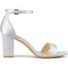 imageAllegra K Womens Satin Open Toe Ankle Strap Chunky Heels SandalsSilver