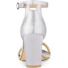 imageAllegra K Womens Satin Open Toe Ankle Strap Chunky Heels SandalsSilver
