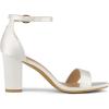 imageAllegra K Womens Satin Open Toe Ankle Strap Chunky Heels SandalsWhite