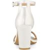 imageAllegra K Womens Satin Open Toe Ankle Strap Chunky Heels SandalsWhite