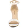 imageAllegra K Womens Satin Open Toe Ankle Strap Chunky Heels SandalsWhite