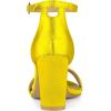 imageAllegra K Womens Satin Open Toe Ankle Strap Chunky Heels SandalsYellow