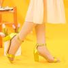 imageAllegra K Womens Satin Open Toe Ankle Strap Chunky Heels SandalsYellow