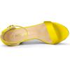 imageAllegra K Womens Satin Open Toe Ankle Strap Chunky Heels SandalsYellow