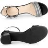 imageAllegra K Womens Sparkly Rhinestone Ankle Strap Chunky Heel SandalsBlack