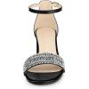 imageAllegra K Womens Sparkly Rhinestone Ankle Strap Chunky Heel SandalsBlack