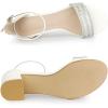 imageAllegra K Womens Sparkly Rhinestone Ankle Strap Chunky Heel SandalsWhite