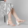 imageAllegra K Womens Sparkly Rhinestone Ankle Strap Chunky Heel SandalsWhite