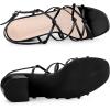 imageAllegra K Womens Square Toe Knots Ankle Strap Chunky Heels SandalsBlack