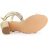 imageAllegra K Womens Strappy One Strap Lace Up Chunky Heels SandalsGold