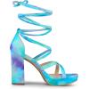 imageAllegra K Womens Tie Dye Platform Chunky Heel Lace Up SandalsCyan