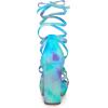 imageAllegra K Womens Tie Dye Platform Chunky Heel Lace Up SandalsCyan