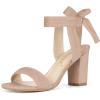 imageAllegra K Women Open Toe Ankle Tie Back Chunky Heel SandalsNude