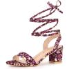 imageAllegra K Womens Block Heel Sandals Lace Up HeelsFuchsia