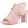 imageAllegra K Womens Front Zip Cut Out Chunky Heels Slingback Gladiator Heel SandalsLight Pink