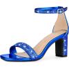 imageAllegra K Womens Glitter Ankle Strap Chunky Heeled SandalsRoyal Blue