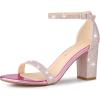 imageAllegra K Womens Glitter Ankle Strap Chunky Heels Pink Sandals 8 M US
