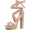 imageAllegra K Womens Lace Up Platform Block Heel SandalsNude