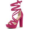 imageAllegra K Womens Lace Up Platform Chunky High Heels SandalsHot Pink