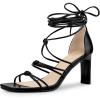 imageAllegra K Womens Lace Up Strappy Chunky High Heels SandalsBlack