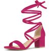 imageAllegra K Womens Open Toe Lace Up Mid Chunky Heeled SandalsHot Pink