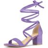 imageAllegra K Womens Open Toe Lace Up Mid Chunky Heeled SandalsPurple