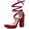 imageAllegra K Womens Platform Lace Up Clear Chunky Heels SandalsBurgundy
