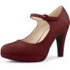 imageAllegra K Womens Platform Round Toe Ankle Strap Mary Jane Shoes Pump Stiletto Heel PumpsBurgundy