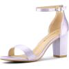 imageAllegra K Womens Satin Open Toe Ankle Strap Chunky Heels SandalsPurple