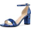 imageAllegra K Womens Snakeskin Heels Chunky Heels Ankle Strap SandalsBlue Snake