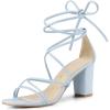 imageAllegra K Womens Strappy Lace Up Chunky Heeled SandalsSky Blue