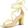 imageAllegra K Womens Strappy Lace Up Chunky Heeled SandalsYellow