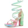 imageAllegra K Womens Tie Dye Platform Chunky Heel Lace Up SandalsGreen