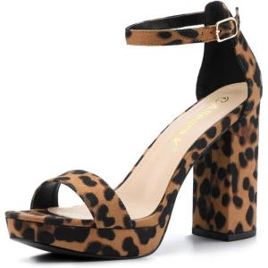 imageAllegra K Womens Ankle Strap Platform Chunky Heels SandalsLeopard