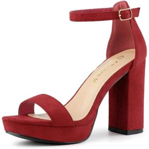 imageAllegra K Womens Ankle Strap Platform Chunky Heels SandalsRed