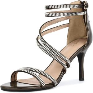 imageAllegra K Womens Ankle Strap Rhinestone Stiletto Heeled SandalsGunmetal