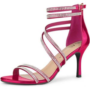 imageAllegra K Womens Ankle Strap Rhinestone Stiletto Heeled SandalsHot Pink