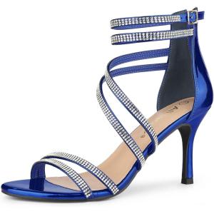 imageAllegra K Womens Ankle Strap Rhinestone Stiletto Heeled SandalsNavy Blue